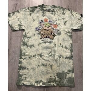 Star Wars NEFF Brand Men's T-Shirt Grogu Baby Yoda Green Tye Dye Medium
